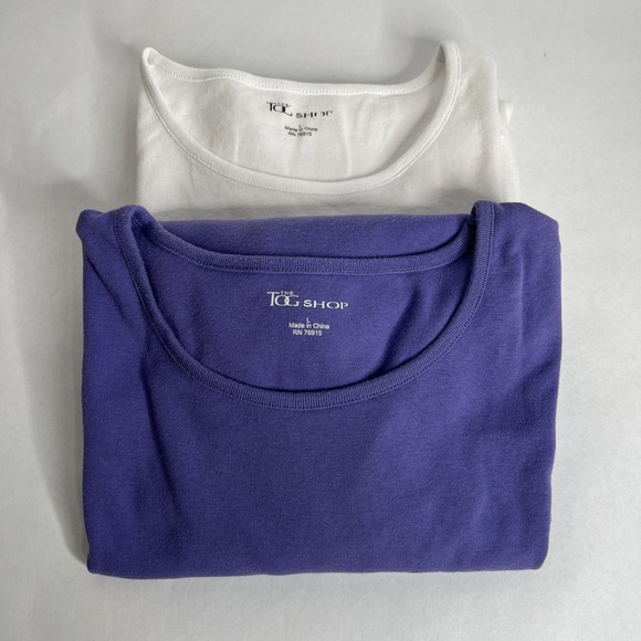 The Tog Shop 3/4 Sleeve T-shirt Lot 2 Purple White Tee Tees Large L - Picture 9 of 14